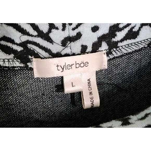 Tyler Boe Kim Dress Mint Green Blue Black Animal Print Tunic Cowl Size Large - Picture 3 of 4